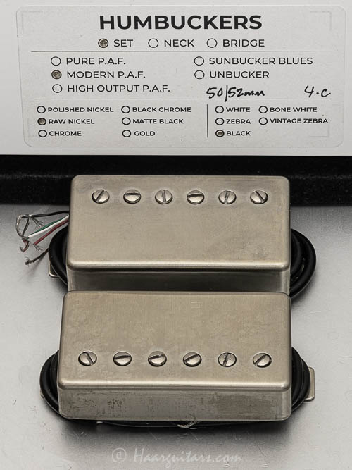 Lindy fralin, HB, Modern PAF, set, bridge 53 mm, raw nickel