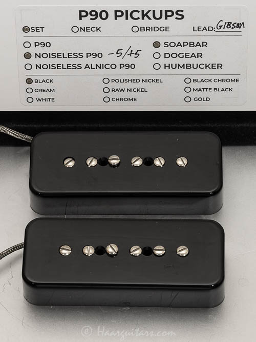 Lindy Fralin, P90, noiseless, set, neck -5 %, bridge +5 %, black